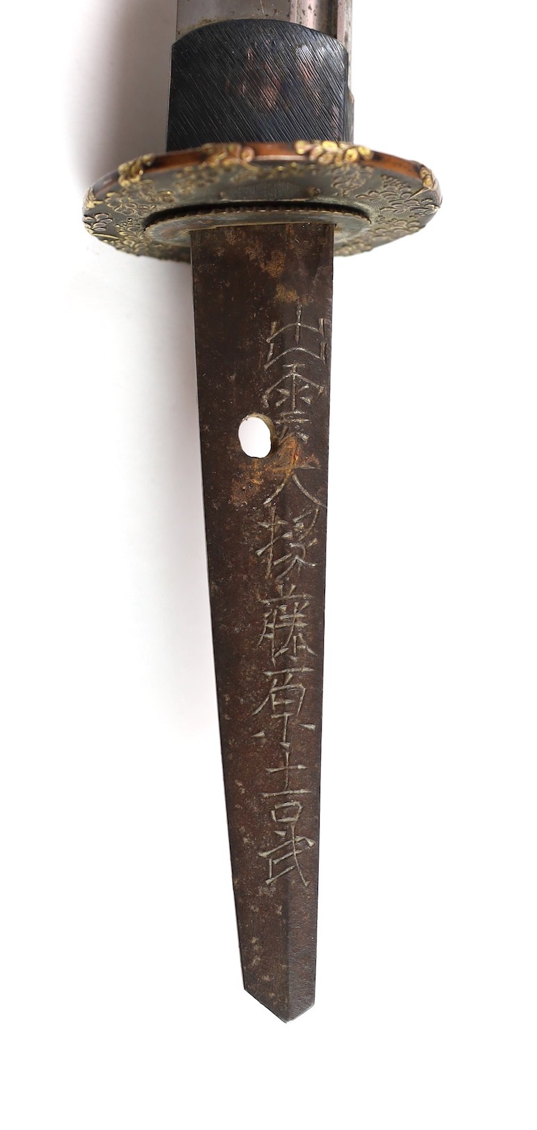 A Japanese wakizashi, the tang signed Yoshitake